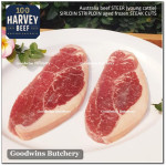 Beef Sirloin AGED BY GOODWINS Australia STEER young cattle (Striploin / New York Strip / Has Luar) frozen brand Harvey/Midfield ROAST SMALL 4-5" +/-1.3 kg/pc (price/kg)